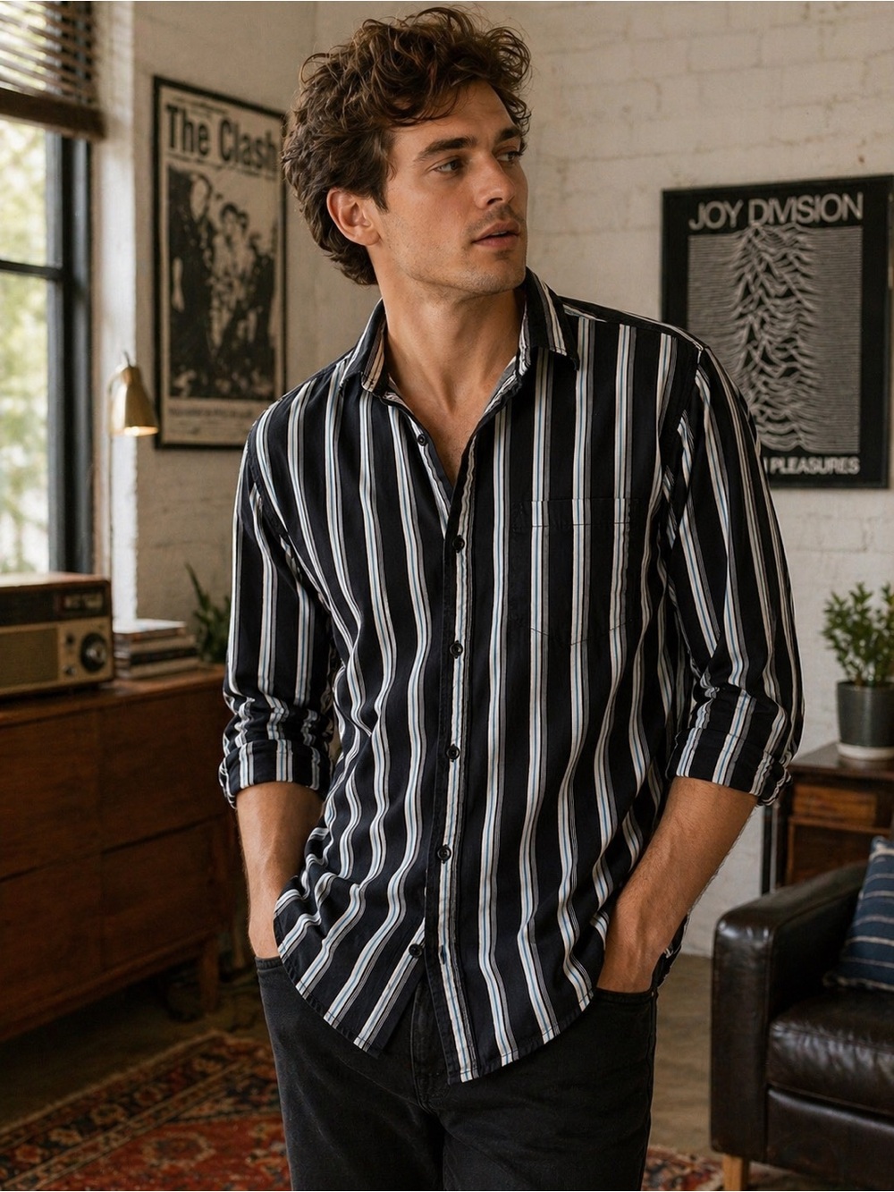 Superdry Vintage Striped Button Up Shirt Men’s Small Indie Casual Tokyo Japan
